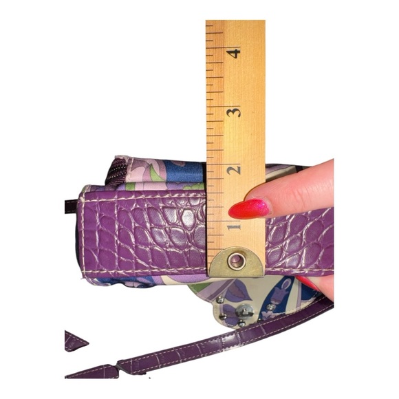 Y2K VTG RARE KATHY VAN ZEELAND CROSSBODY MINI BAG PURPLE/MULTICOLORED FAUX LEATH - Picture 14 of 16